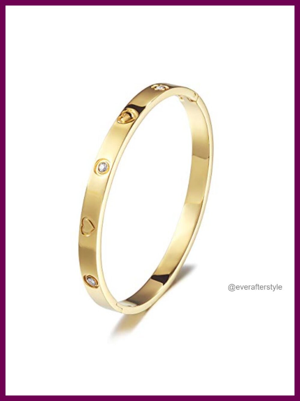 Gold Plated Stainless Steel Heart Bangle Love Knot Cuff Bracelet Adjustable